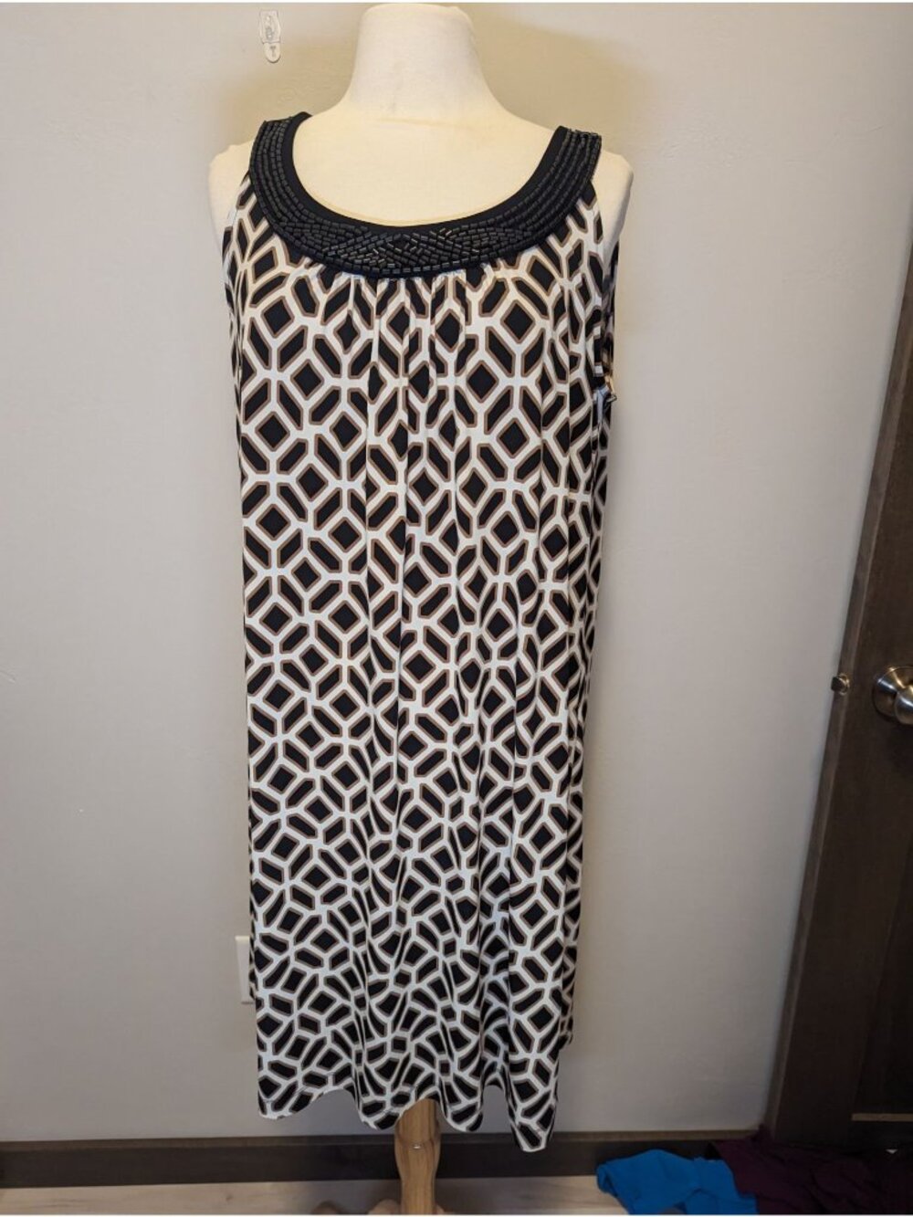 Geometric Print Sleeveless Dress By 212 Collection XL